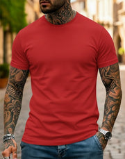 Camiseta Basica de Hombre Roja - Algodon Lycrado