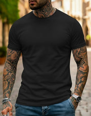 Camiseta Basica de Hombre Negra - Algodon Lycrado