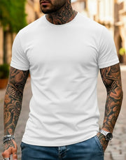 Camiseta Basica de Hombre Blanca - Algodon Lycrado