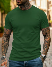 Camiseta Basica de Hombre Verde Militar - Algodon Lycrado