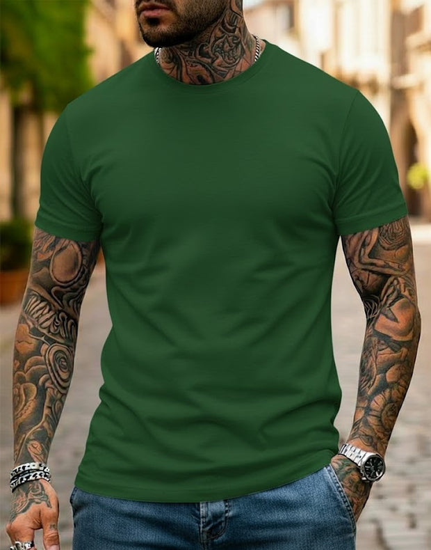 Camiseta Basica de Hombre Verde Militar - Algodon Lycrado