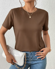 Camiseta Basica de Mujer Cafe - Algodon Lycrado