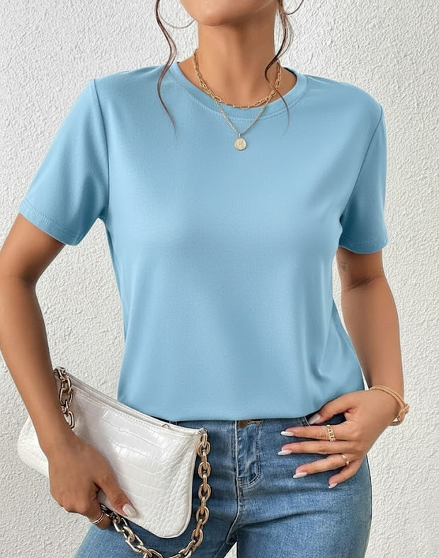 Camiseta Basica de Mujer Azul Claro- Algodon Lycrado