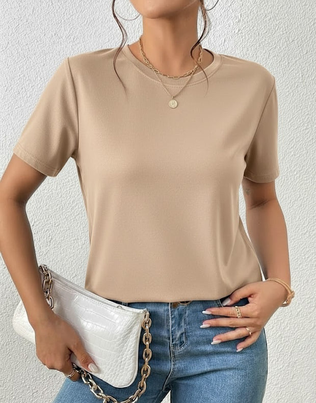 Camiseta Basica de Mujer Camel - Algodon Lycrado