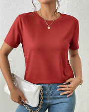 Camiseta Basica de Mujer Roja - Algodon Lycrado