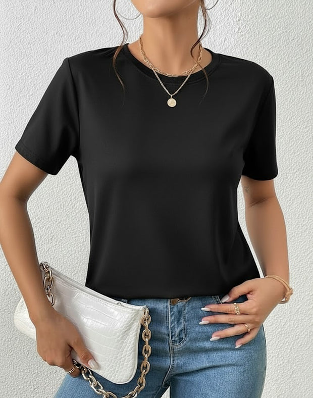 Camiseta Basica de Mujer  Negra - Algodon Lycrado