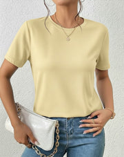 Camiseta Basica de Mujer Amarillo- Algodon Lycrado