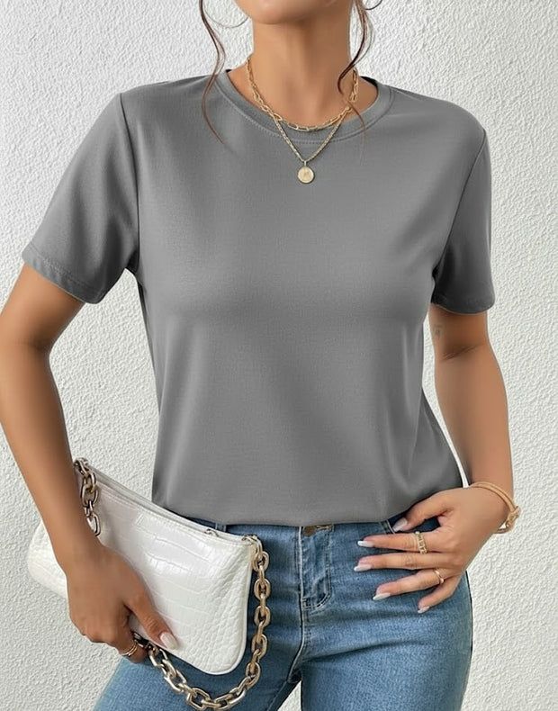 Camiseta Basica Gris Claro- Algodon Lycrado