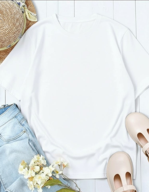 Camiseta Basica de Mujer  Blanco - Algodon Lycrado