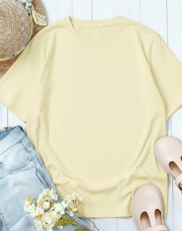 Camiseta Basica de Mujer Amarillo- Algodon Lycrado