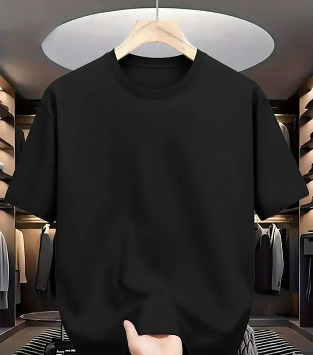 Camiseta Basica de Hombre Negra - Algodon Lycrado