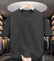 Camiseta Basica de Hombre Gris Militar - Algodon Lycrado