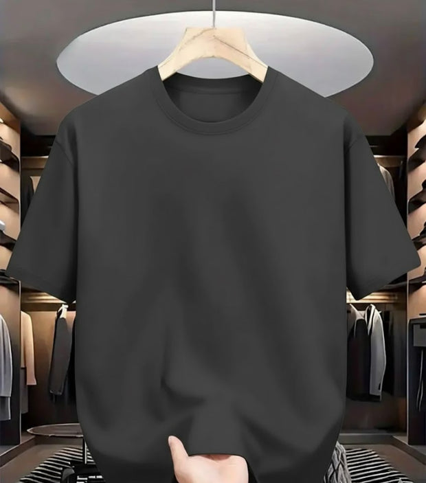 Camiseta Basica de Hombre Gris Militar - Algodon Lycrado