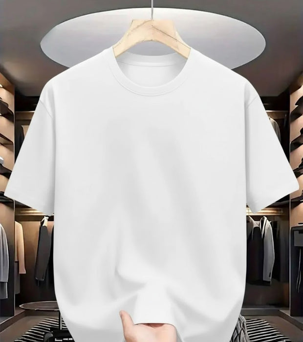 Camiseta Basica de Hombre Blanca - Algodon Lycrado