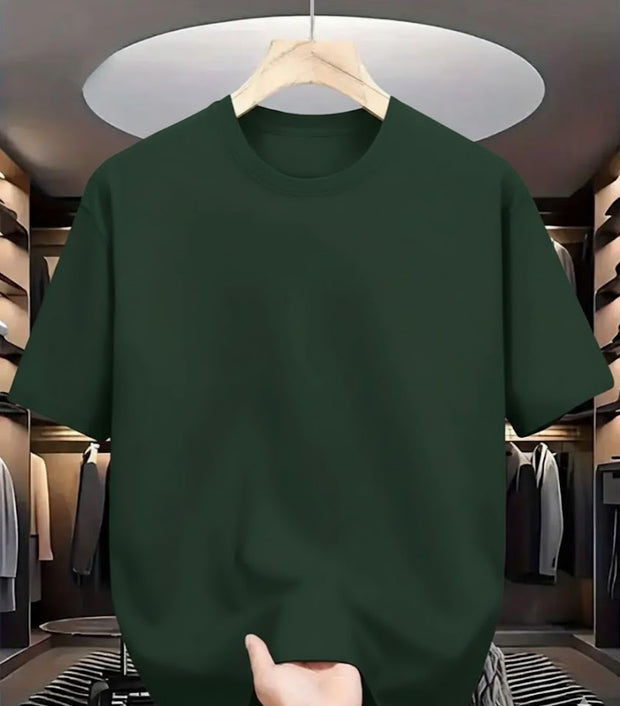 Camiseta Basica de Hombre Verde Militar - Algodon Lycrado