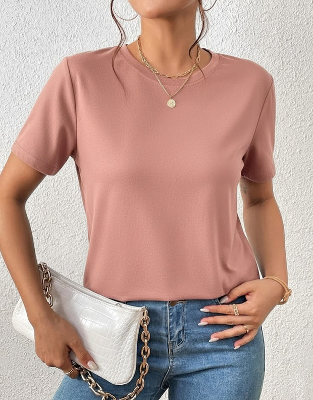 Camiseta Basica de Mujer Palo de Rosa- Algodon Lycrado